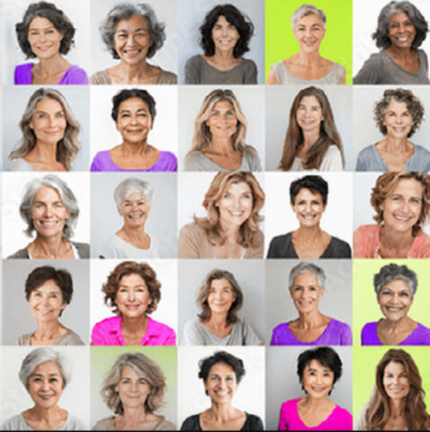 Grid of many women looking at camera. It could be you! Join us on Oldish. Fill out the form and tell us a little something about yourself! Also, do you know how hard it is to find stock images of older women who aren't either shilling medical or beauty sup